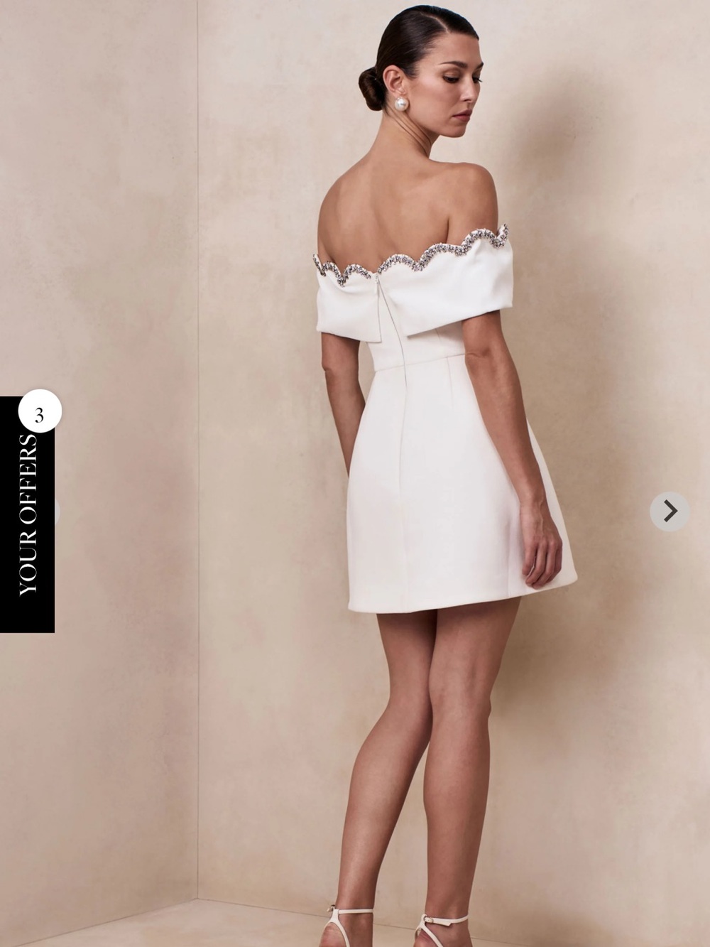Club L London White Strapless Off-Shoulder Scalloped Cocktail Dress - Picture 3 of 4